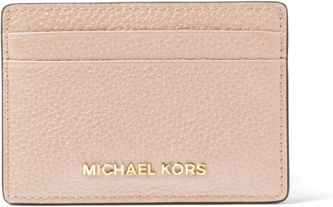 Michael Kors Jet Set Card Holder, Gold-Tone Hardware/Pebble Leather/Soft Pink