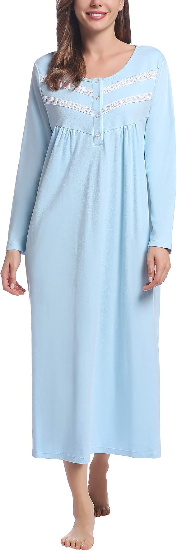 Joyaria Women's 100% Cotton Flannel Nightgown Double Brushed Warm Sleepwear