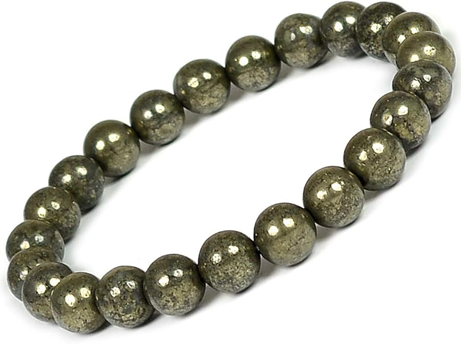 Reiki Crystal Products Natural Pyrite Bracelet 8mm for Reiki Healing and Vastu Correction Protection Concentration Spirituality and Increasing Creativity