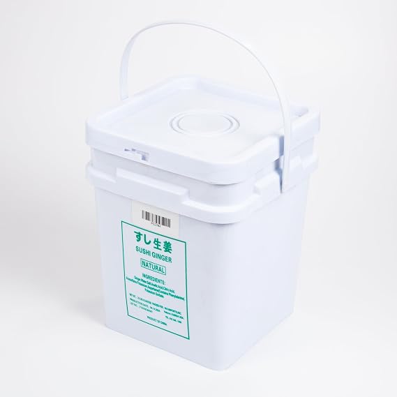 Wa Imports Pickled White Sushi Ginger - 20lb Pail, Japanese Condiment for Rice Bowls and Seafood
