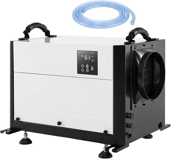 50L/Day Commercial Dehumidifier, Compressor Dehumidifier with 24H Timer, Auto Defrost, Sleep Mode, Memory Restart, Drain Hose, Industrial Building Air Dryer for Home Basement Warehouse (White) | Compressor Dehumidifier with 24H Timer, Auto Defrost, Sleep Mode, Memory Restart, Drain Hose, Industrial Building Air Dryer