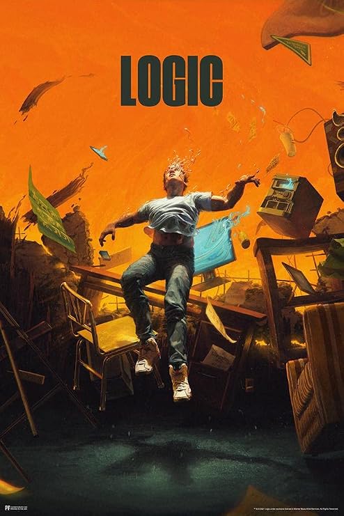 Laminated Logic Merch No Pressure Album Cover Art Detail Rap Posters Logic Rapper Merch Logic Everybody Young Sinatra YSIV Logic Glasses Logic Bobby Tarantino Poster Dry Erase Wall Art 12x18