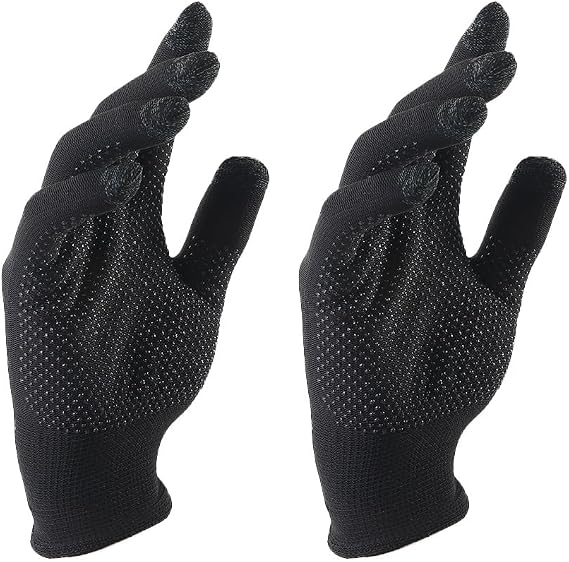 Leadigol Gaming Finger Gloves Touch Screen Gloves, High-Sensitive Anti-Sweat Breathable Touch Finger Game Glove for Mobile Phone(Black)