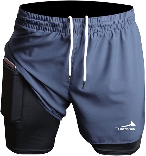 Herren Laufshorts 2 in 1 Shorts Gym Athletic Shorts Outdoor Marathon Workout Trainingsshorts