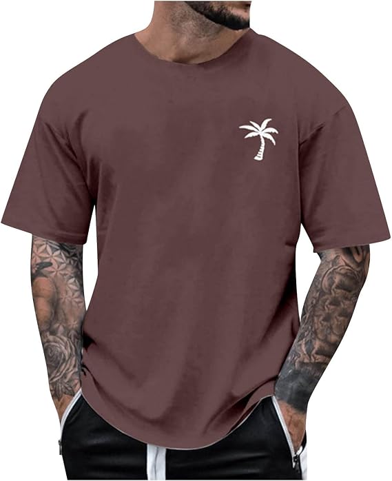 Mens Personalised Graphic Tees Round Neck Short Sleeve Loose Summer Tops Fashion T-Shirt with Creative Letters Retro Print