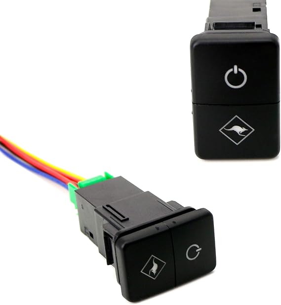 iJDMTOY Factory Spec 33x22mm 12V Dual Push Button Switch w/Kangaroo Roo Light, Power-On LED Background Indicator Light, Compatible with Toyota for Fog Lights, DRL, LED Light Bar, etc