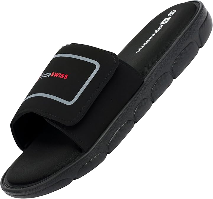 Alpine Swiss Gabe Cloud Slide Sandals For Men - Shock-Absorbing Foam Insole With Arch Support, Adjustable Strap, Waterproof Anti-Slip Mens Slides For Recovery Gym Daily Wear