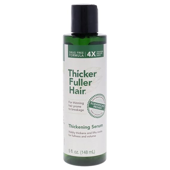 Thicker Fuller Hair Thickening Serum - Thinning Hair Treatment - Hair Volumizer Serum with Natural Ingredients - Fights Breakage - 5 oz