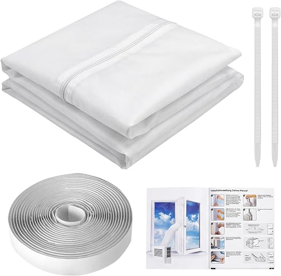 Portable Air Conditioner Window Kit, Hot Air Stop Air Exchange Guards | with Zip, Sealing Waterproof, 400CM