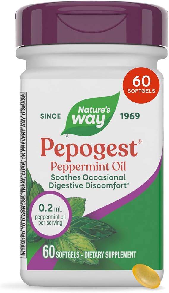 Nature's Way Pepogest Peppermint Oil Softgels, Supports GI Comfort*, 60 ct