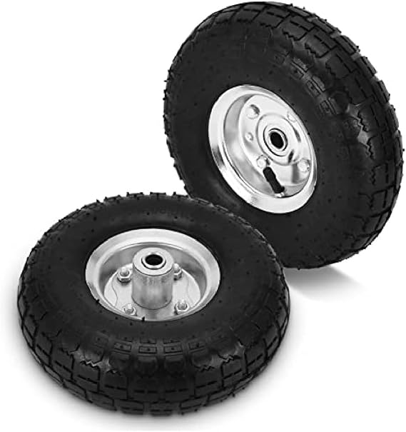 CROWNSHOP Wheelbarrow Wheel 10" Pneumatic Tyre 4.10/3.50-4 Hand Truck Tyre Rubber Wheels 260x85 mm Replacement Wheels for Sack Truck Hand Trolley Cart (2pcs)