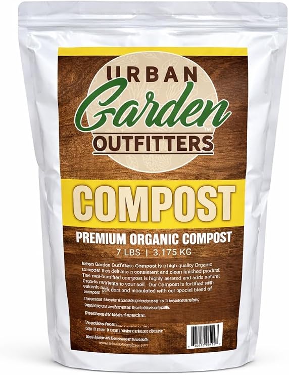 Premium Organic Compost - Nutrient Rich Soil Amendment for Gardens, Flowers, Vegetables - Improves Soil Structure & Balance - Resealable Bag (7lb)