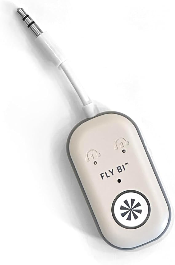 Fly Bi Double Bluetooth Transmitter - Blue Tooth Dongle, Connect 2 Devices at Once, Battery Powered, Rechargeable, 5.3, Compact, Converts Standard Headphone Jack