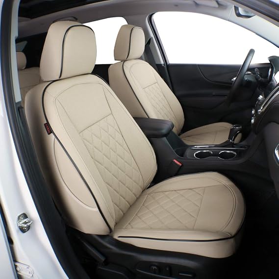 EKR Car Equinox Seat Covers 2018-2024(Not for EV),Leatherette Full Set | Custom Fit for Chevrolet Equinox Premier/LS/LT/L/RS 2018-2024(Not for equinox EV),Faux Leather(Beige)