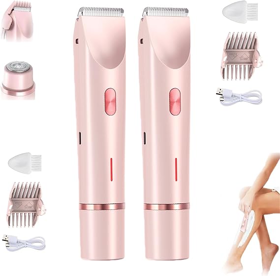 Dual-Head Shaver Women,2 in 1 Women Electric Shaver Dual-Head, Intimate Razor Womens, Ipx7 Waterproof Rechargeable, for Armpit, Legs, Arms (2)