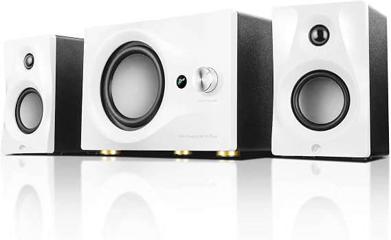 HiVi-Swans M10 Plus White Bookshelf Speakers with Subwoofer for Gaming PC