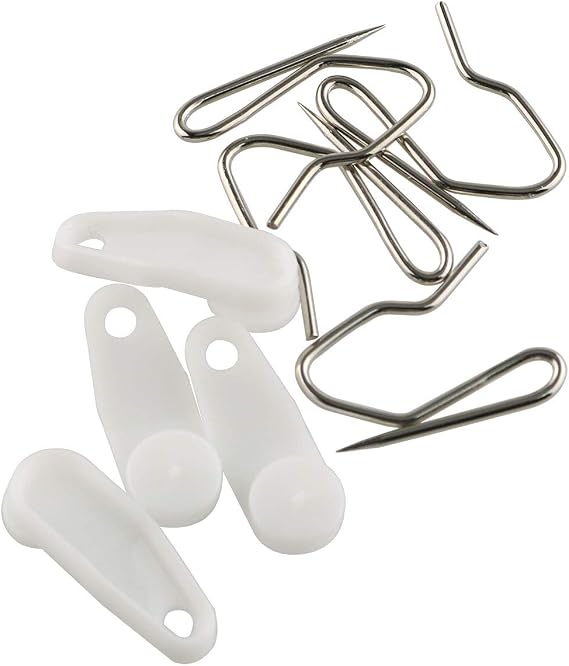 E-outstanding 50 Sets White Plastic Traverse Rod Slides Rail Glider and Metal Curtain Hooks Window Curtain Accessories