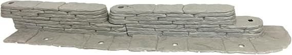2032-1-1 Bedrocks Trim-Free Lawn Edging Gray, tural Stacked Design Bedrock Garden Edging, 10', Slate 9 (10 peices)