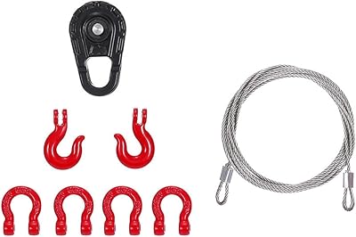 110 RC Truck 3-in-1 Upgrade Kit with Winch Snatch Block D-Ring Shackle and Tow Chain for TRX4 HSP SCX10 HPI RC Car