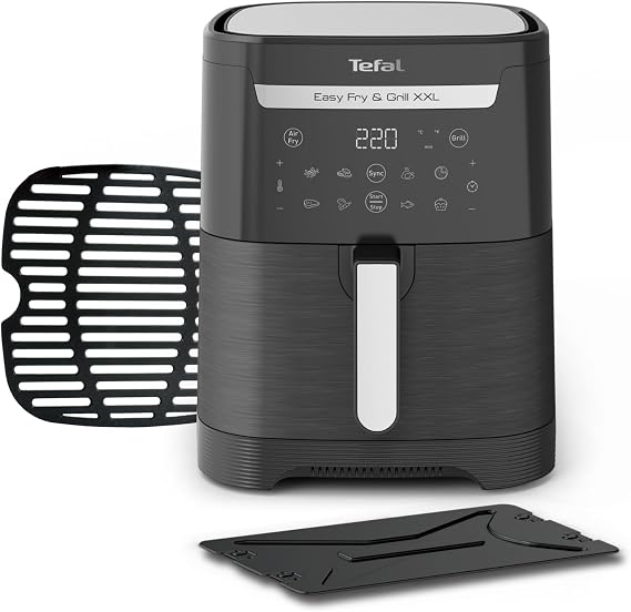 Tefal Easy Fry & Grill XXL Hot Air Fryer 6.5 L - Airfryer with Flexcook Divider (XXL or Split) 8 Programmes 80-220°C Die-Cast Grill Plate Low Fat Frying Dishwasher Safe EY8018