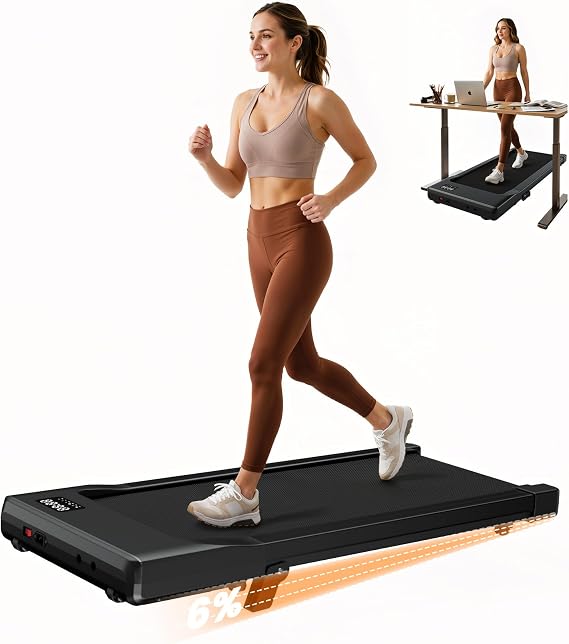 Superun Walking Pad with 6% Incline, Under Desk Treadmill, 3 in 1 Portable Treadmills for Home with Remote Control LED Display, 2.5 HP Quiet Mini Treadmill for Office Home Use, 300 Lbs Capacity