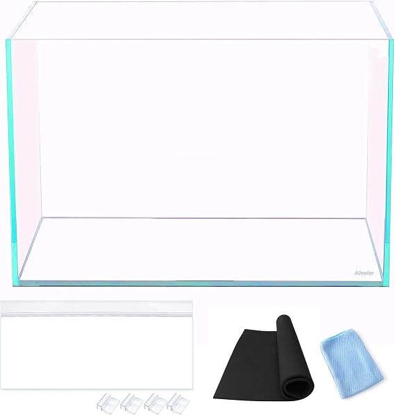 Allcolor Low Iron Glass Ultra Clear Rimless Aquarium Tank (10GaI)