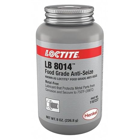 Loctite 1167237 White LB 8014 Food Grade Anti-Seize Lubricant,20 Degree F Lower Temperature Rating to 750 Degree F Upper Temperature Rating, 8 fl. oz. Brush Top Can