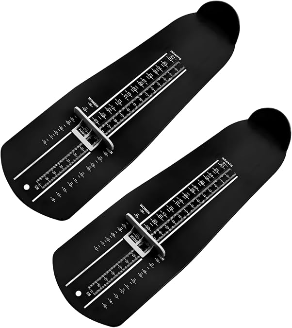 2 Pack Foot Measuring Device Portable Shoe Measurement Device for Adults and Kids(black)