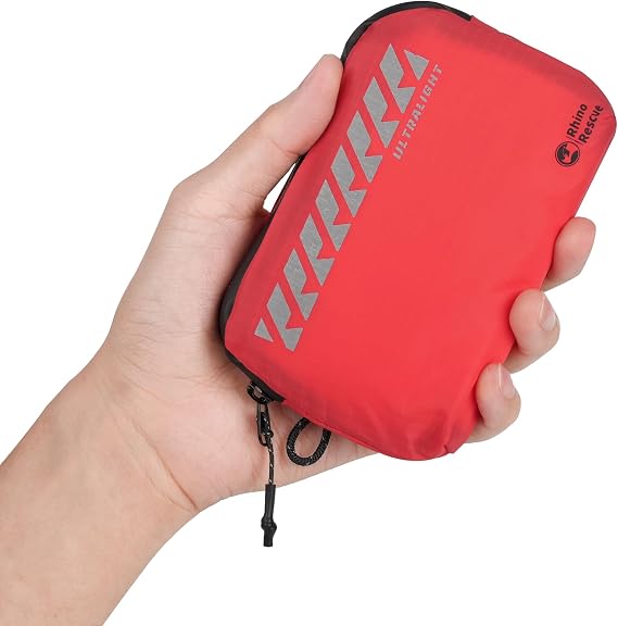 RHINO RESCUE EDC First Aid Kit for Travel, Mini Water-Resistant & Ultralight Portable Quick Search Emergency Med Kit for Car, Camping, Hiking,Cycling, Backpacking