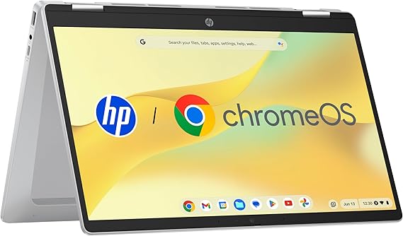 HP Chromebook x360 Laptop (14 Inch HD Touch Screen Intel N100 Gemini 4 GB RAM 128 GB ChromeOS QWERTZ) - Silver