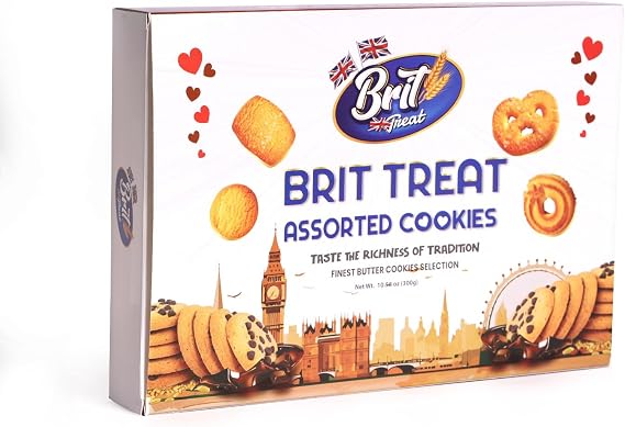 Brit Treat Cookie Assorted 300g Box | Assorted Butter Cookies | Premium Festive Gift Box | Rich Buttery Taste | Perfect for Christmas, Holidays & Corporate Gifting - You Everyday Snack (Pack of 4)