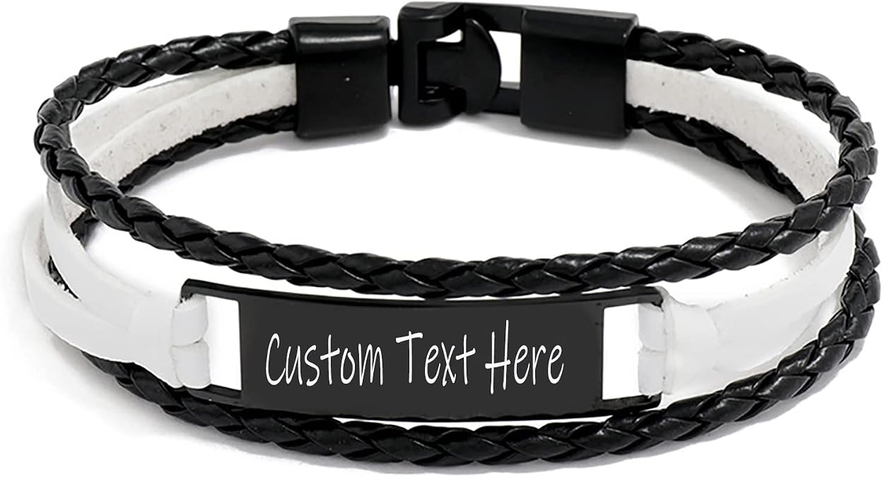 to My Son Inspirational Bracelets for Men Leather,Personalized Love Quote Bracelet to Son, Engraved to My Son Bracelet from Mom and Dad