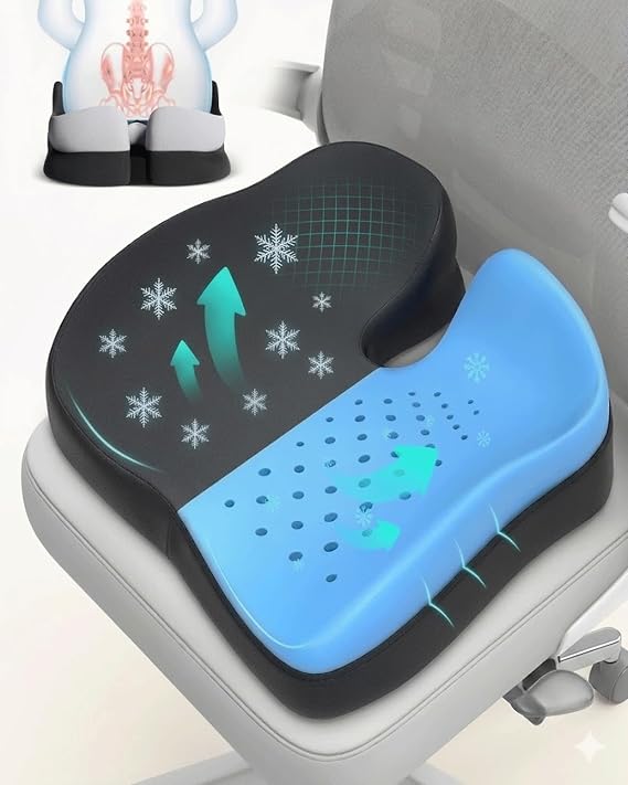 Seat Cushions for Office Chairs Wheelchair Cushion for Long Sitting Back Pain,Memory Foam Seat Car Computer Desk Chair Cushion,Coccyx Cushion for Tailbone Pain Relief Cushion Office Chair Black Blue