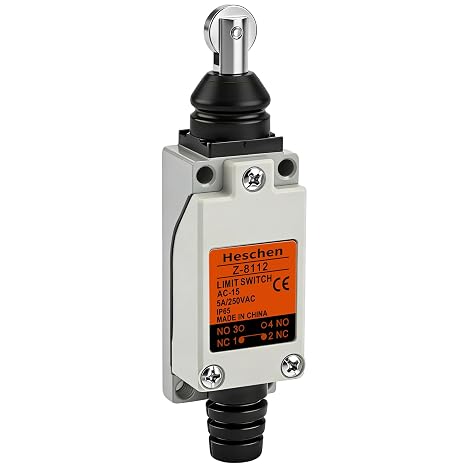 Heschen Limit Switch TZ-8112 (Z-8112), Parallel Roller Plunger Enclosed, NO + NC Momentary Type, DPDT 5A 250VAC, IP65 Waterproof for CNC Mill Laser Plasma