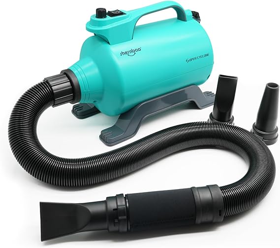 Dog Dryer High Velocity Pet Dog Grooming Force Hair Dryer/Blower 5.0HP | Super cyclone 5.0HP high velocity blower dryer for professional dog pet grooming, Green SHD-2600P