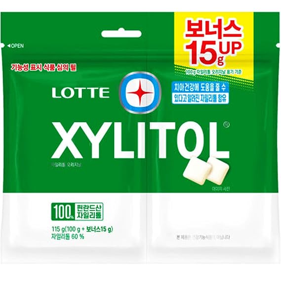 Xylitol Flavor Chewing Gum 60% Xylitol, Great Taste, Long-Lasting, Bulk Pack_115g Total ((100g of gum + 15g additional product)