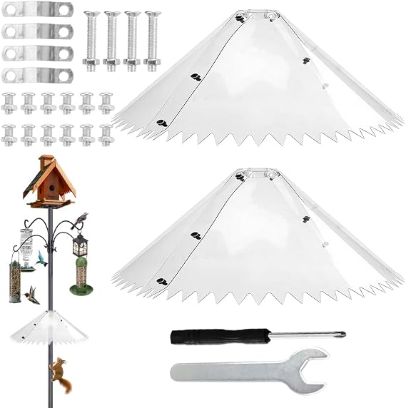 Squirrel Baffle for Bird Poles, HOVCEH 2 Pack Squirrel Deterrent for Bird Feeder with Serrated Edge, 19 Inch Baffle Dome for bird Feeder, Anti Rat Birds Feeders Protect Feeding Stations