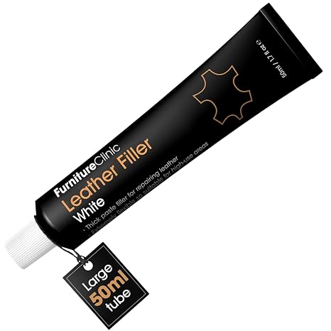 Leather Repair Filler (White) - for Filling Holes, Scuffs, Scratches, Cracking Etc - Heavy Filler - 50ml (Packaging May Vary)