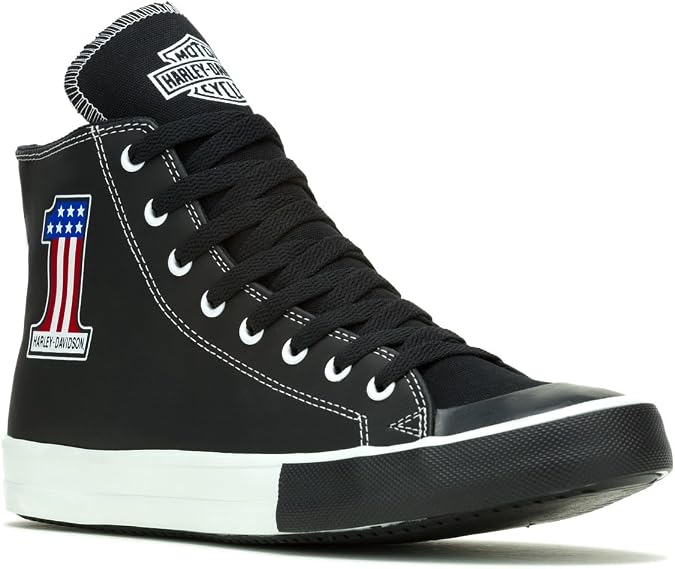 Harley-Davidson Men's Baxter High-Top #1 Black Leather Sneakers, D93904