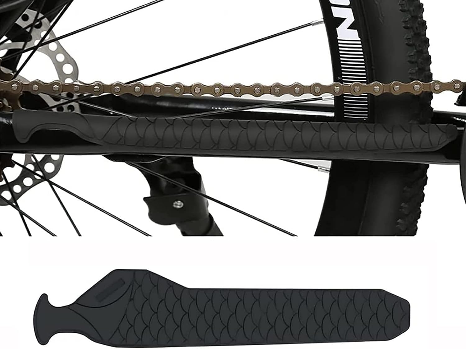 RZJZGZ Bike Chainstay Protector, Protect Bike Chain and Seatstays from Scratches, Wear and Chain Friction, Bicycle Frame Chain Silicone Protective Guard Pad for Mountain Bike Road Bike, 8.8 X 2.4"