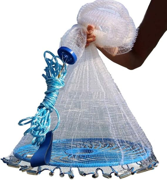 Lawaia Saltwater Fishing Cast Net with for Bait Trap Fish Throw Net. Size 4ft/5ft/7ft Radius Monofilament Line Freshwater Casting Nets