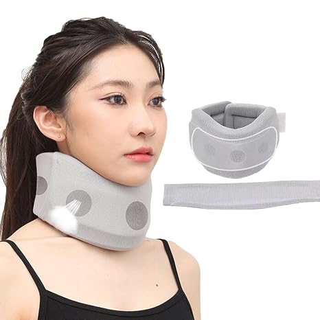 Neck Brace Adjustable Cervical Collar for Sleeping Soft Neck Support Brace for Neck Pain Relief Breathable Cervical Neck Collar Correct Neck Posture Relieves Pain & Pressure in Spine
