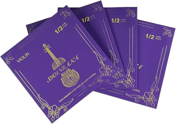 Violin Strings 4/4 Full Set, 4/4 Violin Strings Replacement,Long-Lasting Durability & Rich Tone - Handcrafted with Premium Materials- For All Levels (1/2 Scale)