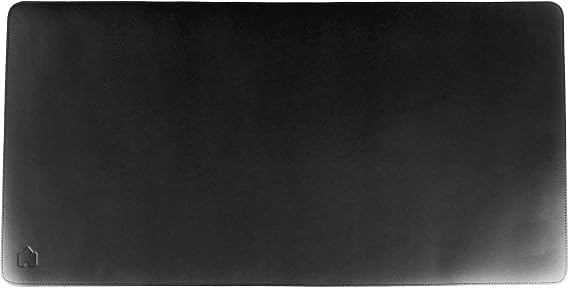 Courtyard Desk Pad by Castle - Leatherette Desk Blotter Office Mat - Durable Waterproof Easy to Clean PU Computer Desk Mat with Non-Slip Base for Home & Office, 36.0" x 17.0", Black with Black Thread