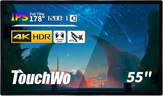 55 inch Interactive Touchscreen Monitor, Smart Board with 4K Display, Win-10 Electronic Whiteboard Touch Screen PC for Office and Classroom, Core i3 RAM 4G & ROM 128G