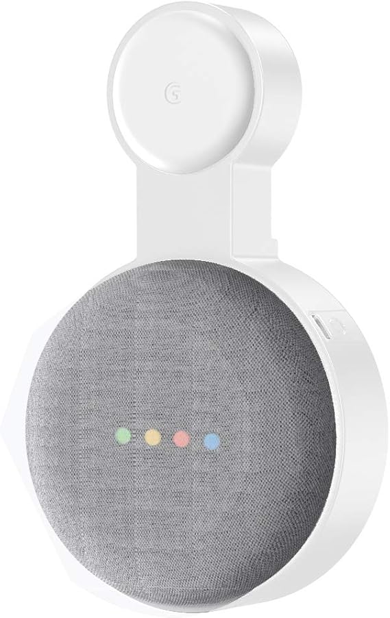 honecumi Wall Mount for Google Nest Mini (2nd Generation) Audio | Bracket Wall Mount Stand Holder for Google Nest Mini Speaker Assistant, Cable Management Space Saving Socket Stand- Elegant White