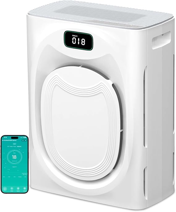 Air Purifier for Home Large Room 2500sq.ft with 4 Washable Pre-Filter, Pet Air Purifier for Bedroom with Double Side Inlet, Smart App Control