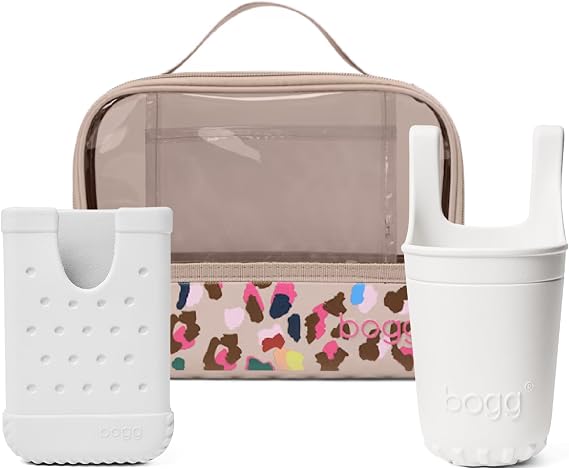 BOGG BAG Bundle Boggs N Ends Travel Organizer (Neon Jungle) + Bevy Beverage Holder (White) + Call Me Phone Holder (White) Durable, Washable, Tip-proof Beach, Pool, Boat, Work, Sports