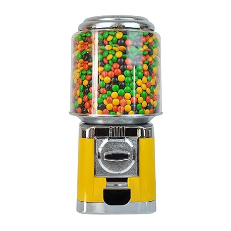 Mini Candy Dispenser Machine, Commercial Bulk Gumball Vending Machines, Countertop Candy Machine with Lock & Key for Toy Capsules Bouncy Balls Candy (Yellow)