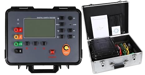 Ground Resistance Soil Resistivity Tester Precision Earth Resistance Tester Meter for Two Three Four-Wire Measure Grounding Resistance,Soil Resistivity,Ground Voltage,AC Voltage Measurement